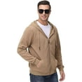 thumbnail image 6 of QPNGRP Men's Full-Zip Hoodie Lightweight Hoodie Sweatshirt Jacket Solid Hooded with Kanga Pocket Khaki M, 6 of 6