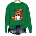 thumbnail image 4 of Halloween Sweatshirt for Women Sweatshirt Casual Long Sleeve Graphic Tee Crewneck Pullover Top for Women Hoodless Style Green XXL, 4 of 4