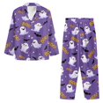 thumbnail image 2 of DISNIMO Ghost Bat Printed Women Pajama Sets Soft Comfy Sleepwear Long Sleeve Nightwear with Long Pajama Pants Halloween Button Down Loungewear with Pockets, 2XL, 2 of 7
