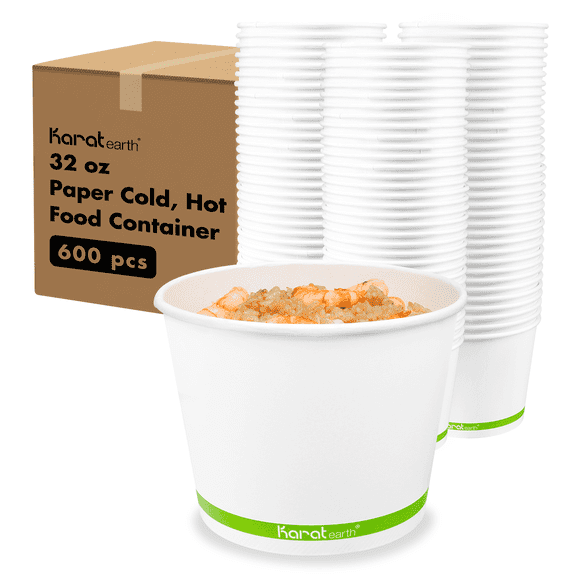Karat Earth 32oz Eco-Friendly Paper Food Containers (140.5mm), Generic Print - 600 pcs