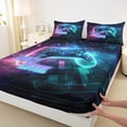 thumbnail image 3 of Homewish Gradient Gamepads Twin Sheet Sets 3pcs for Kids Teens,Futuristic Cubes Plaid Twin Fitted Sheet Microfiber,Abstract Ombre Video Game Breathable Flat Sheet,Luxury Bedroom Decor, 3 of 7