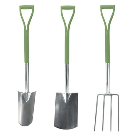 - Martha Stewart MTS-DGT3 Stainless Steel Garden Digging Tool Set with Shovel, Garden Fork and Spade