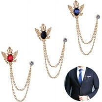 3PCS Men's Brooch Suit Pin Badge with Chains Brooch Buckle Chain Collar Lapel Pin for Men Shirt Collar Pin Chain Brooch Decoration Metal Brooch Pin Clips for Women Suit Tuxedo Tie Hat Scarf