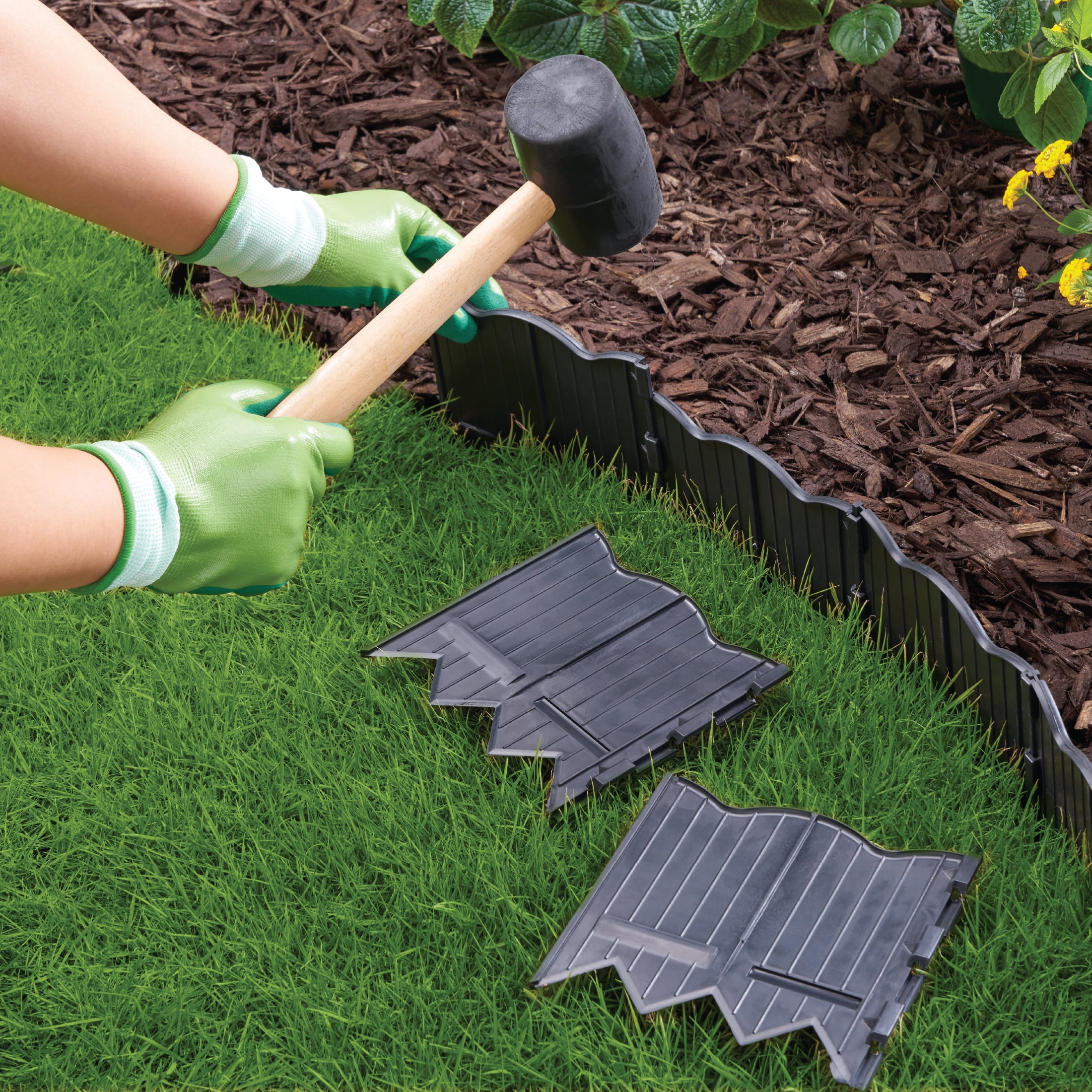 Expert Gardener 6" x 20' Scallop Black Plastic Garden Border Edging