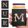 thumbnail image 1 of OUSITAID Aluminum Card Holder Rfid Credit Card Holder Smart Quick Release Pop-Up Card Box Dad Gifts Business Slim ID Card Credit Card Cover Initial Name A To Z Letter Flower Print, 1 of 6