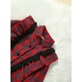thumbnail image 5 of Franhais Kid Girl Fall 3Pcs Outfit Plaid Print Ruffled Long Sleeve Lapel Shirt Tops A-Line Skirt Bow Headband Set Clothes, 5 of 9