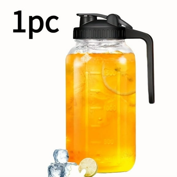 3pcs 64oz Glass Mason Jar Pitchers - Airtight Lids, Wide Mouth for Sun Tea/Cold Brew/Lemonade/Coffee - Sleek Beverage Dispenser/Creamer Container, Durable Glassware for Meal Preppers