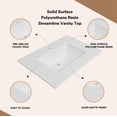 thumbnail image 2 of 25" W x 22" D Solid Surface Polyurethane Resin Streamline Vanity Top With Sink, Durable, Consistent Color, Easy-to-Clean, Built-in Overflow, 2 of 11