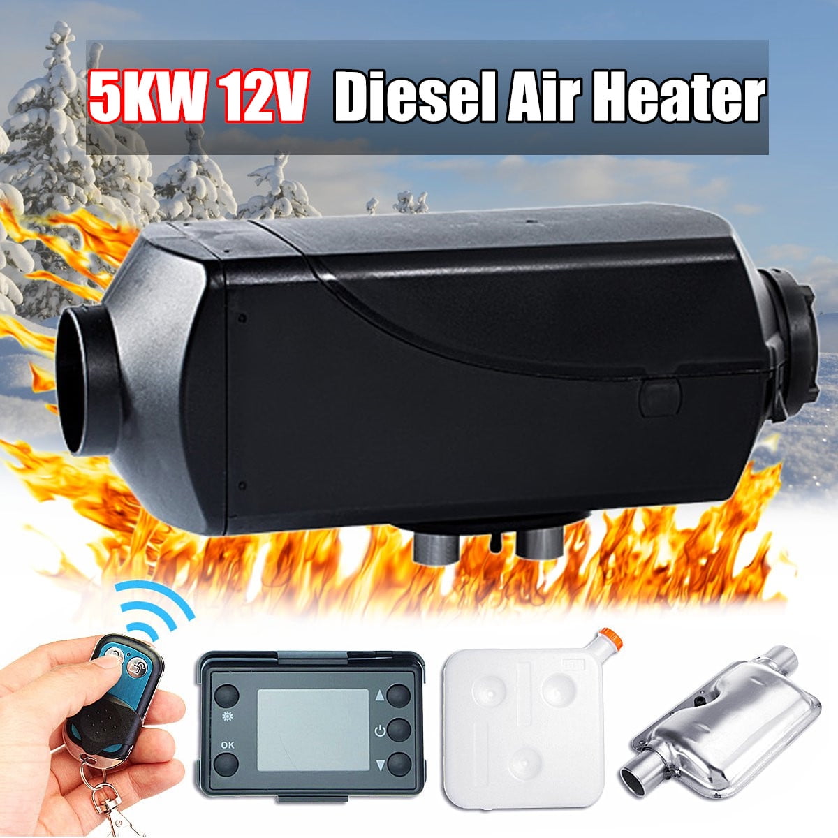 12V 5KW LCD Switch Car Air Diesel Parking Heater For Trucks Boats Motor-Home Bus