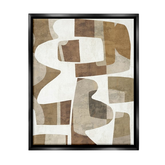 Stupell Industries Wavy Southwestern Shapes Abstract Painting Black Floater Framed Canvas Art Print Wall Art, 17 x 21