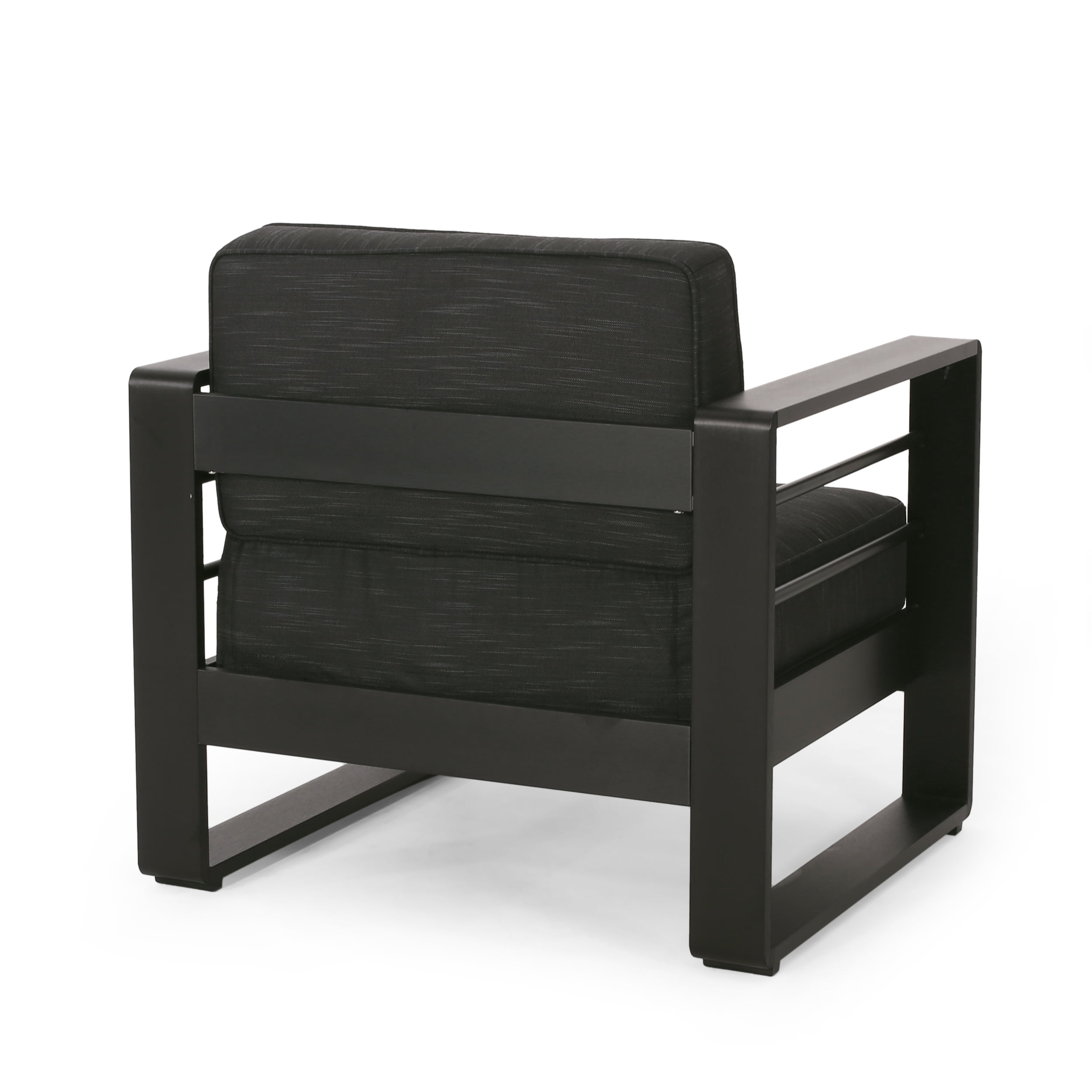 Outdoor Single Leisure Seat Chair, Acacia Wood Frame Relaxing Seat for Patio Garden, Teak and Beige