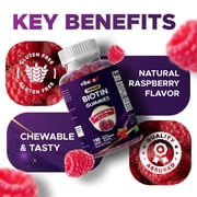 (2 pack) VITABOD Biotin Gummies 10000mcg for Healthy Hair, Skin & Nails Growth Vitamins for Women, Men & Kids - Vegan, Non-GMO, Hair Growth Supplement 180 Gummies