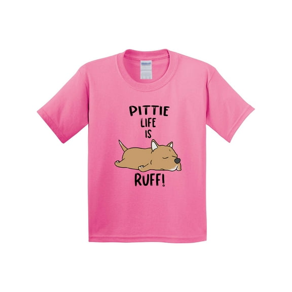 Inktastic Pittie Life is Ruff Pit Bull Tan Youth T-Shirt