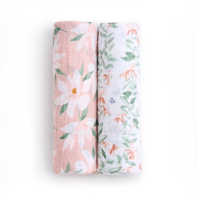 Aden + Anais Essentials 2-Pack Swaddles - Cotton Muslin - Butterfly Garden
