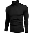 thumbnail image 2 of WANOSS Men's Classic Cable Knit Turtleneck Sweater in Solid Colors Slim Fit Thermal Pullover Sweater Black White Red Various Sizes Comfortable Shrink-Resistant Design Stylish Winter Choice for Men, 2 of 10