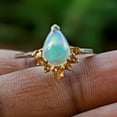 thumbnail image 6 of Gorgeous Ethiopian Opal Engagement Ring-Designer Fire Opal Halo Ring With Citrine-Opal Vintage Wedding Ring-925 Sterling Silver Jewelry-R707, 6 of 12