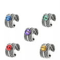 thumbnail image 6 of GKNET Punk Gothic Evil Eye Retro Good Luck Feather Open Ring Adjustable Delicate Jewelry New-Blue, 6 of 8