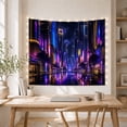 thumbnail image 5 of Neon City Street Between Skyscrapers, Dramatic Digital Art for Cityscape Lovers, Urban Wall Art, Housewarming Gift, Tapestry Wall Hanging for Bedroom, Gaming Room and Dorm, 5 of 7