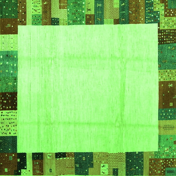 Ahgly Company Indoor Square Solid Green Modern Area Rugs, 5' Square