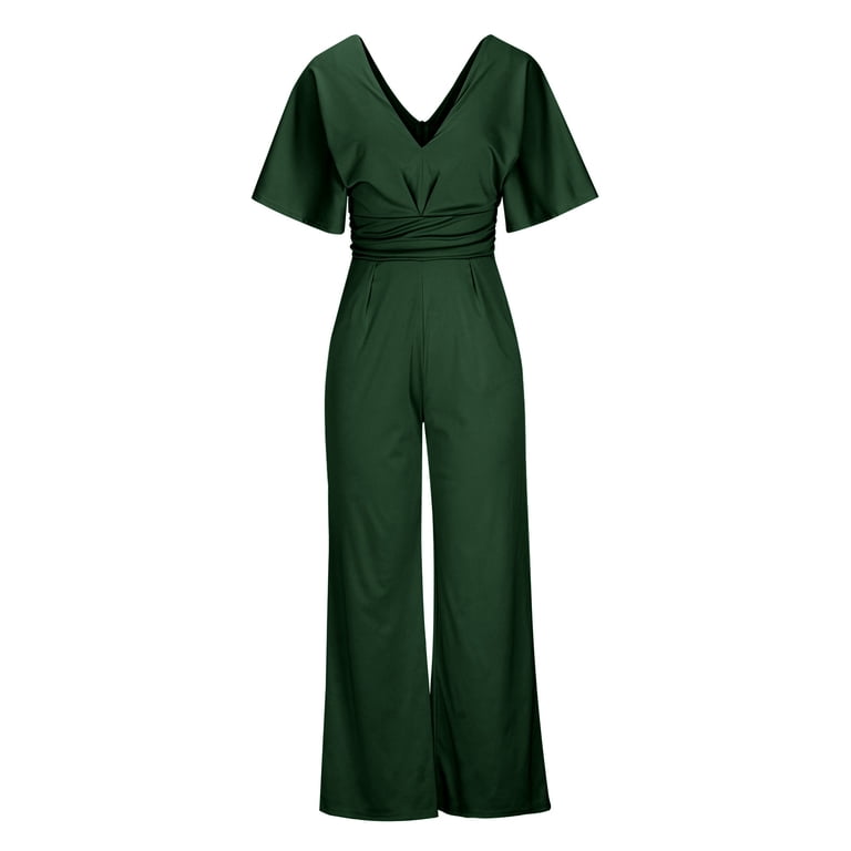 emerald green romper dress Emerald Green Off Shoulder Solid Split maxi Romper Dress_ M main image 1