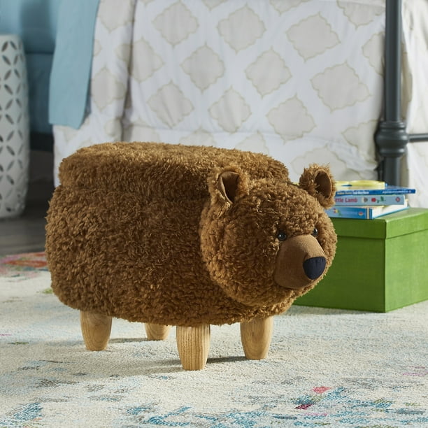 Weston Home Nieuwe Animal Storage Ottoman, Brown Bear