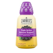 Zarbee's Liquid Daily Immune Support, High Concentrate Liquid, with Real Elderberry Vitamin C & Zinc, Black Elderberry Flavor, For Daytime Use, 8 Fl oz