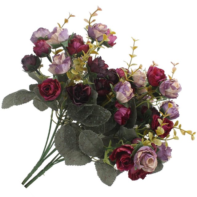 Ounissouiy 2 unids/set decoración de flores falsas para interiores o exteriores flores artificiales elegantes y duraderas Flores artificiales rojo púrpura 30 centimetros