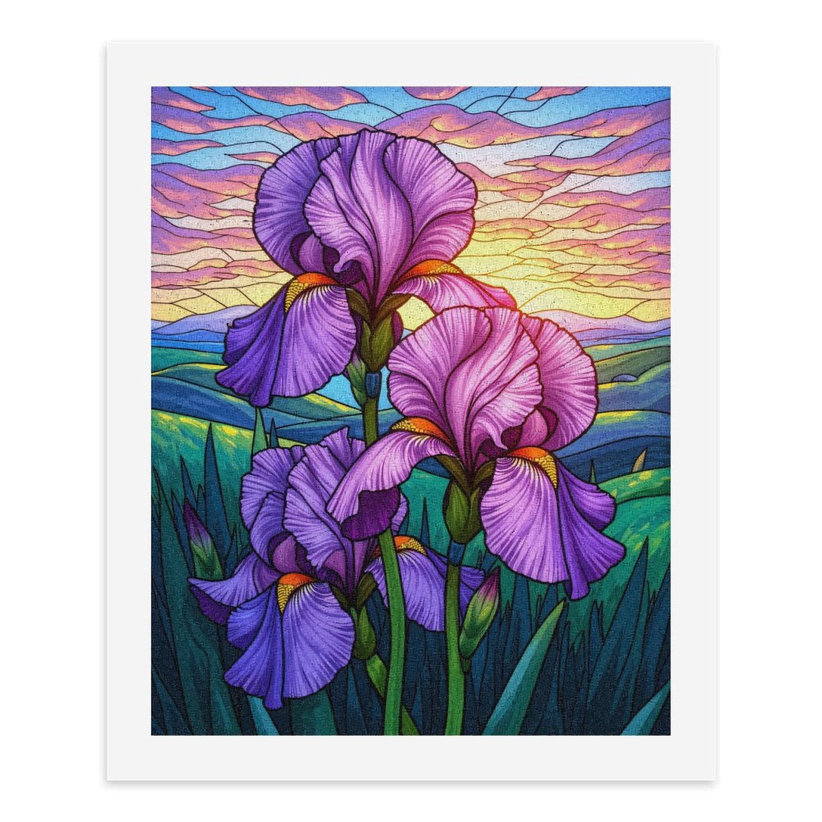 Paint by Numbers Kit for Adults, Purple Sunset Blooming Irises Paint by Numbers, Easy Paint by Numbers Kit for Adults Beginner, DIY Adult Paint by Number Kits on Canvas, Home Decor