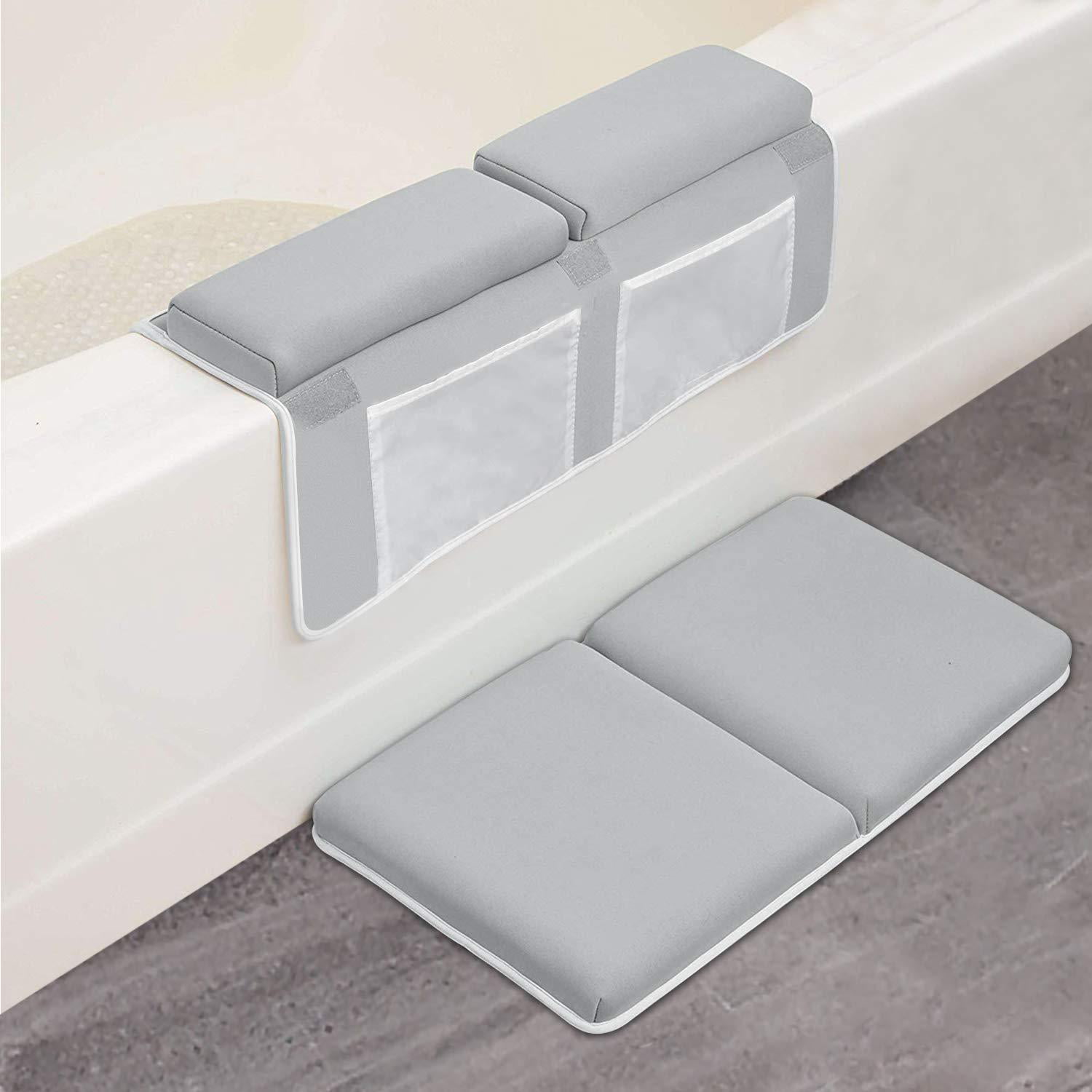 Bath Kneeler thick 1.5" Elbow Rest Set with 36 EVA Letters Gray for Bath Tub 