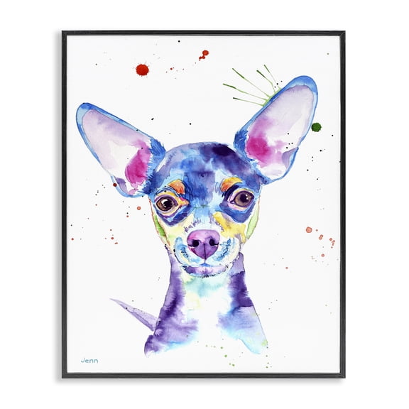 Stupell Industries Eclectic Happy Chihuahua Casual Composition Black Framed Giclee Art, 16 x 20, by Jen Seeley
