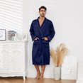 thumbnail image 5 of Vulcanodon Men’s Satin Robe Lightweight,Men's Luxurious Silk Kimono Bathrobe（Navy, XX-Large-3X-Large）, 5 of 6
