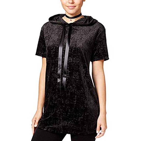 Gypsies & Moondust Juniors' Burnout Velvet Tunic (Black, M)