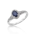 thumbnail image 4 of .90 Ct Oval Blue Sapphire Diamond Ring Sterling Silver (.25cttw, I-J, I2-I3) Sz, 4 of 9