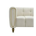thumbnail image 7 of Modern Velvet Sofa, Button Tufted Chesterfield Sofa with Arms and Gold Metal Legs, 3-Seater Sofa Couch Upholstered Sofa for Living Room Bedroom Office Apartment, 83.07"×31.89"×27.95", Beige, 7 of 7