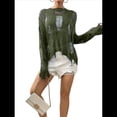 thumbnail image 3 of Suéter de Crochet Calado para Mujer, Top de Larga de Punto Roto, Ropa Gótica para Conciertos Verde L, 3 of 9