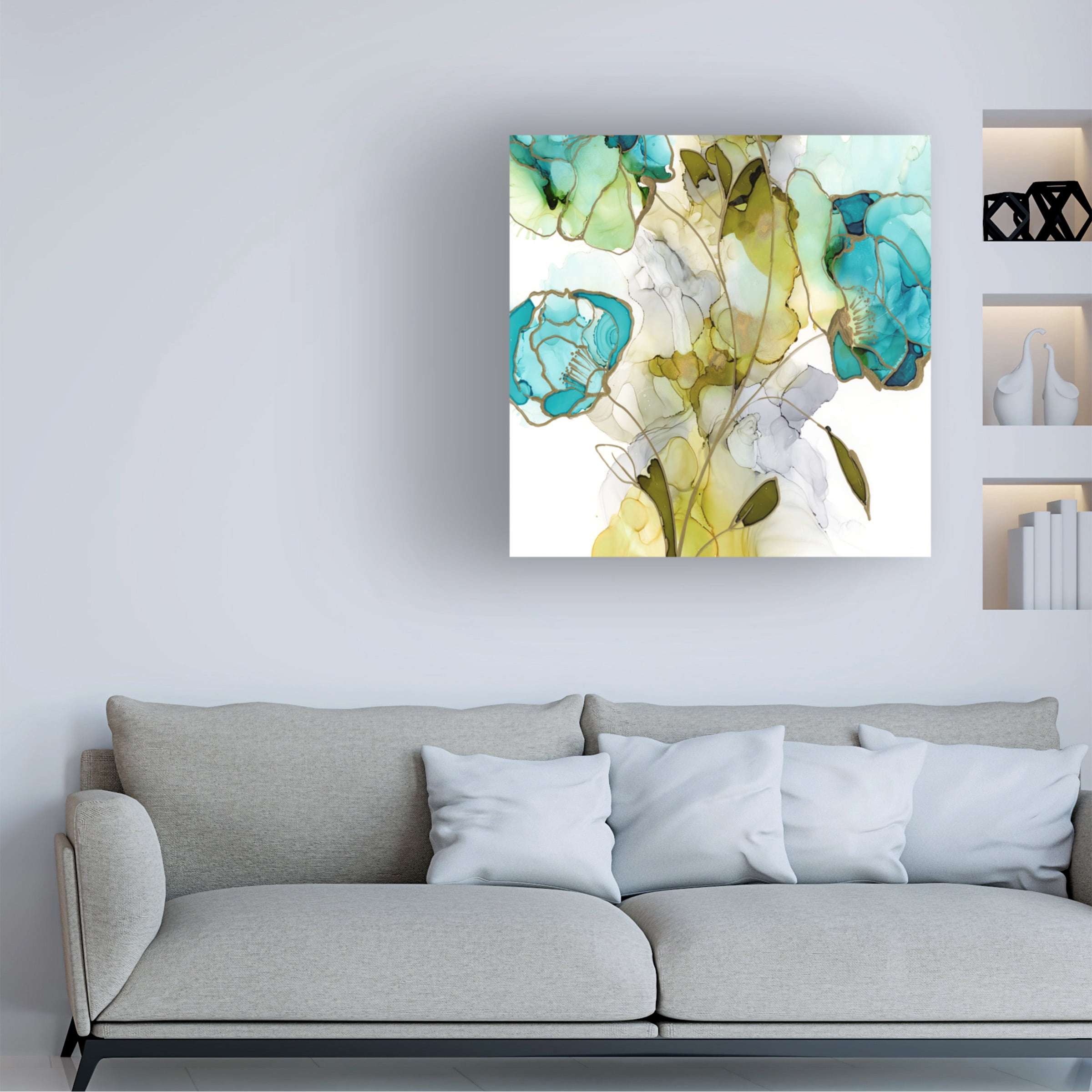 Jennifer Goldberger 'Flower Facets V' Canvas Art