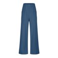 thumbnail image 4 of Maean Tall Pants for Women Long Elastic High Waist Wide Leg Loose Cotton Linen Trousers with Front Pockets, 4 of 7