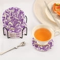 thumbnail image 5 of Haosy Set of 6 Drink Woven Coaster with Holder Heat Resistant Non-Slip Bar Coasters 4 Inches Purple White Flow, 5 of 7
