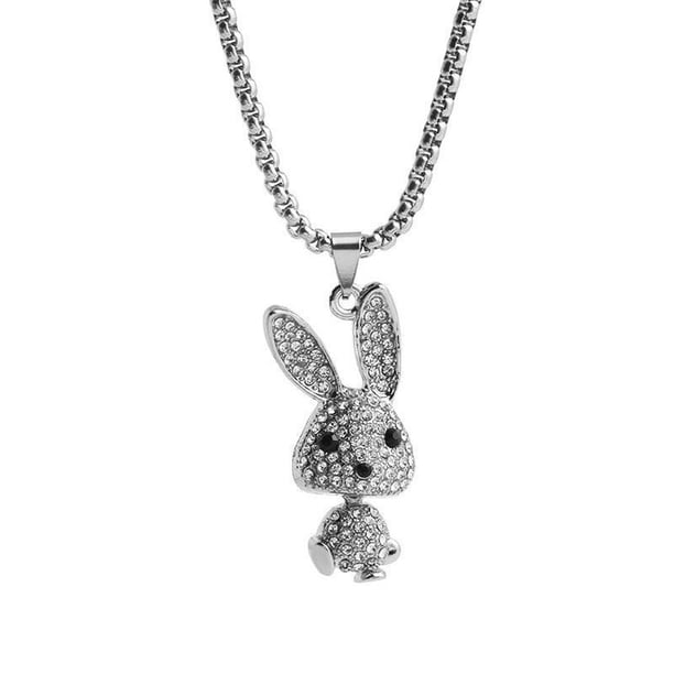 Colgante con personalidad para mujer, cadena con colgante completo, conejo saltando, collar largo, collares y colgantes