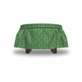 thumbnail image 4 of Leaves Ottoman Cover, Wild Meadow Flowers Graphic, 2 Piece Slipcover Set with Ruffle Skirt for Square Round Cube Footstool Decorative Home Accent, Standard Size, Peacock Green White, by Ambesonne, 4 of 5