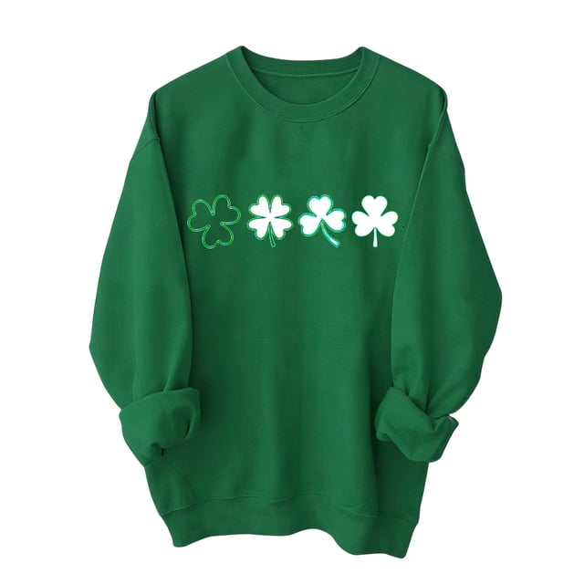 Hauts Tendance à Manches Longues pour Femmes Chandail à Imprimé de la Saint-Patrick Chandail Molletonné Décontracté à Col Rond