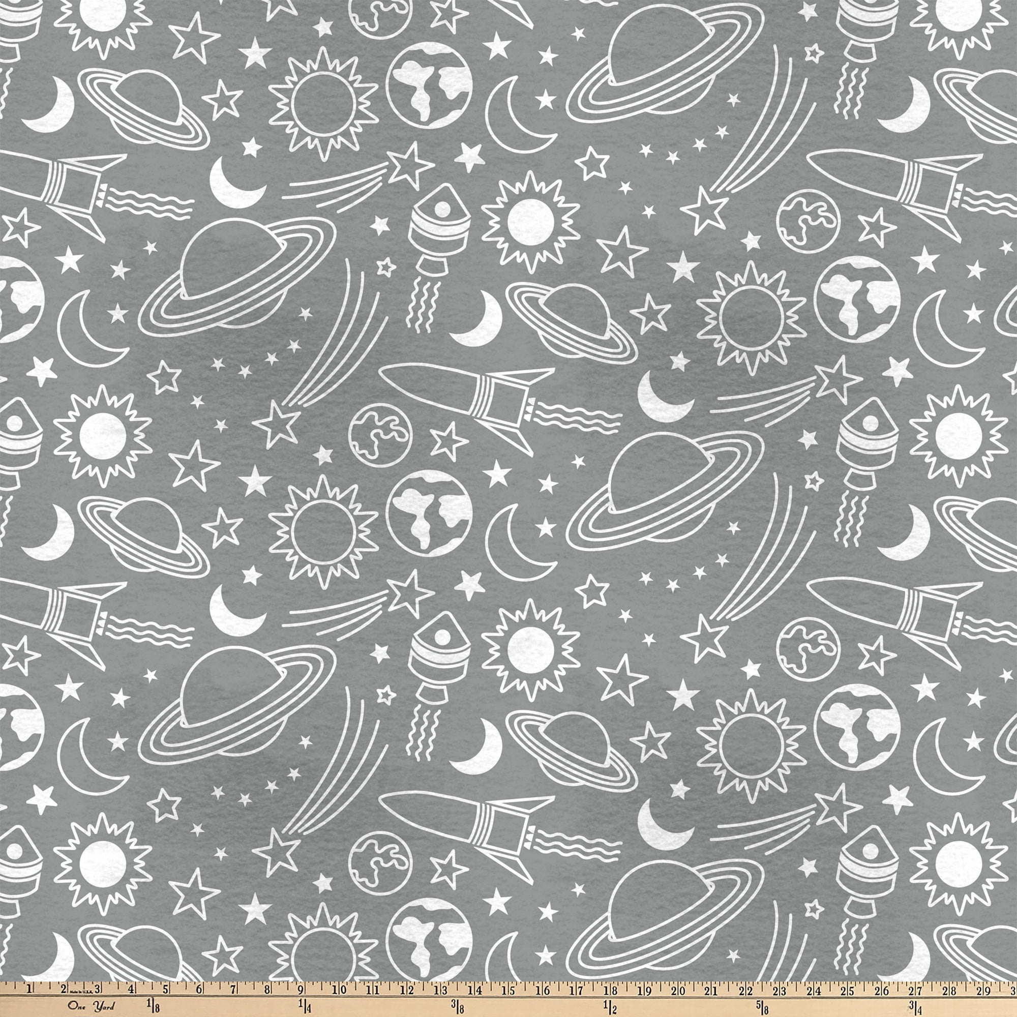 Mainstays 1.5 Yards 100% Polyester Lux Anti-pill Fleece Doodle Galaxy, Gray, 60" Wide for Crafts