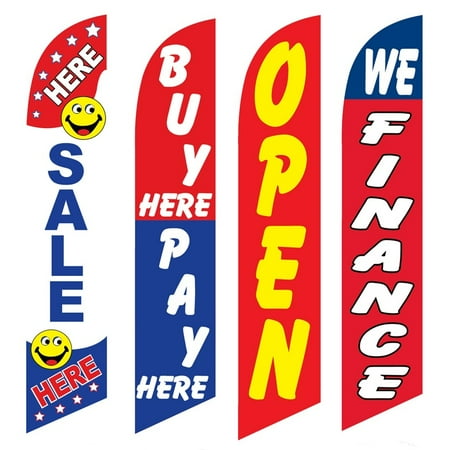 4 Advertising Swooper Flags Sale Here Buy Pay Here Open We Finance