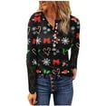thumbnail image 1 of Tops Navideños Para Mujer, Blusas de Manga Larga, Botones, Entrenamiento, Estampado, Costura de Encaje, Erógeno Odeerbi  ODB194233, 1 of 6