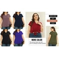 thumbnail image 5 of Daystry Women's Plus Size Button Down Short Sleeve Shirt Business Casual V Neck Tops Royal Blue-2X, 5 of 9