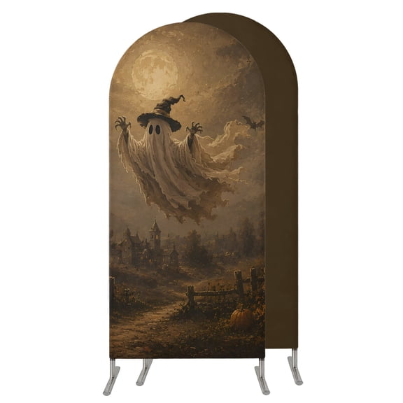 4FT Arch Backdrop Covers, Flying Ghost Halloween Wedding Arch Cover Stretchy, Horror Dead Trees Pumpkins Chiara Arches Backdrop Stand Covers for Birthday Baby Shower Party Banquet Decor
