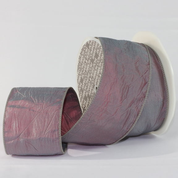 The Ribbon People Amethyst Crinkled Satin Wired Craft Ribbon 3" x 27 Yards
