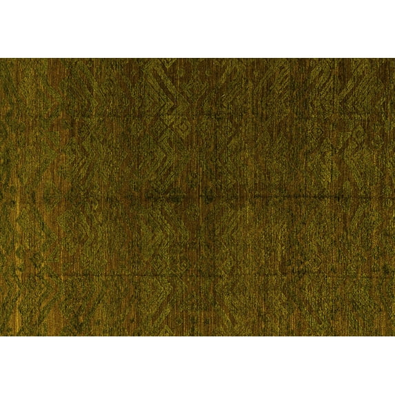 Ahgly Company Machine Washable Indoor Rectangle Abstract Yellow Modern Area Rugs, 5' x 8'