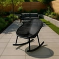 thumbnail image 6 of 2xhome Set of 2 Modern Oval Chairs, Contemporary Accent Lounge Chairs with Perforated Breathable Egg Shaped Pod Seat for Kitchen, Dining, Patio, Indoor Outdoor, Black, 6 of 11