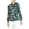 thumbnail image 5 of Allegra K Women's Casual Floral Puffy Long Sleeve Side Bow Tie Neck Tops, 5 of 7